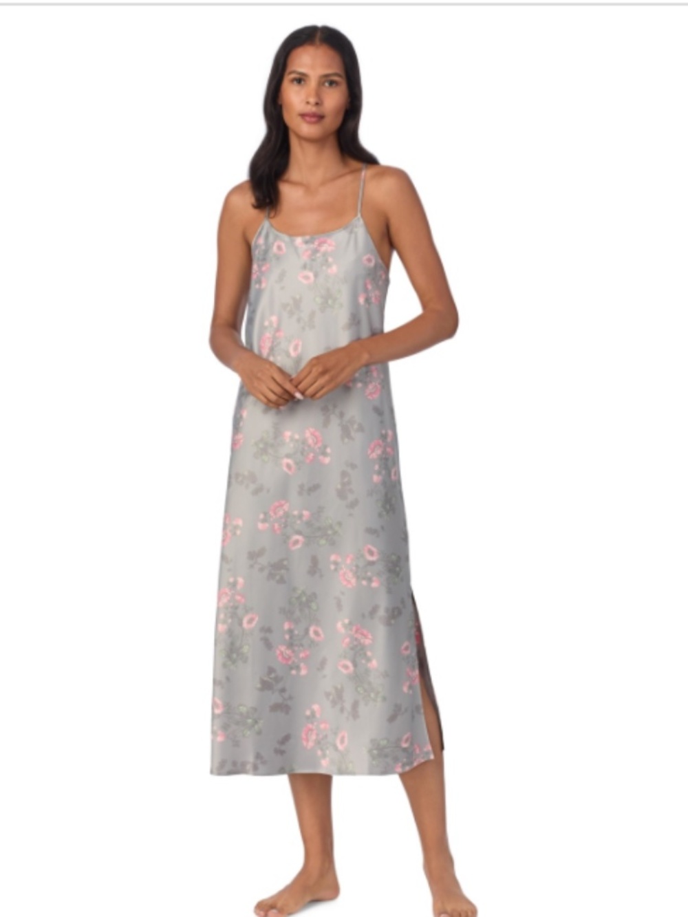 Lauren Ralph Lauren Women's Floral Satin Nightgown - Grey Print S, XS, M, L, XL
